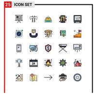 interface mobile ligne remplie couleur plate ensemble de 25 pictogrammes de réponses en ligne outil conteneur de colis éléments de conception vectoriels modifiables vecteur