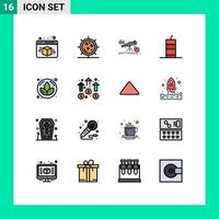 interface mobile ligne remplie de couleurs plates ensemble de 16 pictogrammes du terrorisme analyse de la dynamite prédiction de la bombe éléments de conception vectoriels créatifs modifiables vecteur