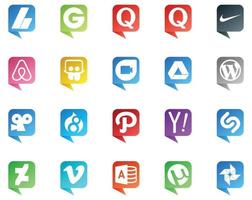20 logo de style bulle de médias sociaux comme shazam yahoo google duo path viddler vecteur