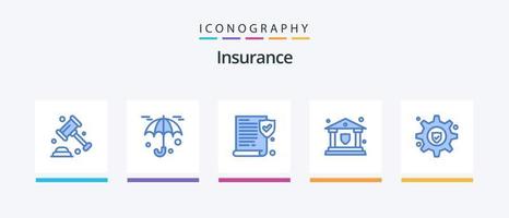 pack d'icônes d'assurance bleu 5 comprenant. assurance matériel. papier. paramètre. sécurité. conception d'icônes créatives vecteur