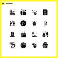 16 icônes créatives signes et symboles modernes d'adn html code réel musique éléments de conception vectoriels modifiables vecteur