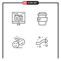 ensemble de pictogrammes de 4 couleurs plates remplies simples de boîte avatar cadeau étude emoji éléments de conception vectoriels modifiables vecteur