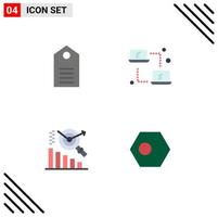 4 concept d'icône plate pour sites Web mobiles et applications vêtements étiquette d'entreprise recherche d'ordinateur portable éléments de conception vectoriels modifiables vecteur