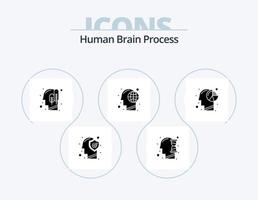 pack d'icônes de glyphe de processus de cerveau humain 5 conception d'icônes. esprit. diriger. Sablier. mondial. logique vecteur