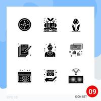 interface utilisateur pack de 9 glyphes solides de base des arts de la restauration flore art rose éléments de conception vectoriels modifiables vecteur