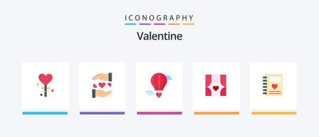 pack d'icônes valentine flat 5 comprenant un coeur volant. jour. aimer. valentines. mariage. conception d'icônes créatives vecteur