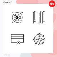 ligne d'interface mobile ensemble de 4 pictogrammes d'éléments de conception vectoriels modifiables de connectivité de financement de document informatique dollar vecteur