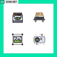 4 icônes créatives signes et symboles modernes de crayons concevant des graphiques d'éducation à la peinture éléments de conception vectoriels modifiables vecteur