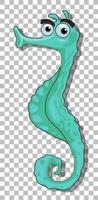personnage de dessin animé hippocampe vert isolé sur fond transparent vecteur