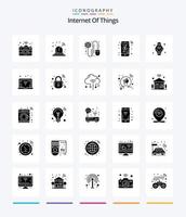 internet des objets créatifs 25 glyphes pack d'icônes noires unies telles que iot. l'Internet. grille. montre intelligente. en ligne vecteur