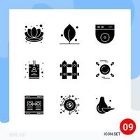 9 icônes créatives signes et symboles modernes de jardinage en cercle protègent les éléments de conception vectoriels modifiables d'identification de jardin vecteur