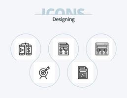 conception du pack d'icônes de ligne 5 conception d'icônes. document. designer. sac. conception. boîte à outils vecteur