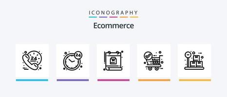 pack d'icônes ligne 5 de commerce électronique, y compris la boîte. assurance. page. main. étiqueter. conception d'icônes créatives vecteur