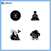pack d'icônes vectorielles de stock de 4 signes et symboles de ligne pour les symboles de laboratoire de poissons tube de formation éléments de conception vectoriels modifiables vecteur