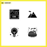 4 icônes créatives signes et symboles modernes des campagnes de camping internet seo éléments de conception vectoriels modifiables alimentaires vecteur