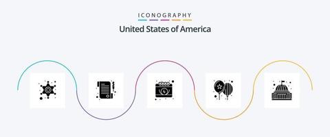 pack d'icônes usa glyph 5 comprenant la maison. lieu. calendrier. faire la fête. célébrer vecteur