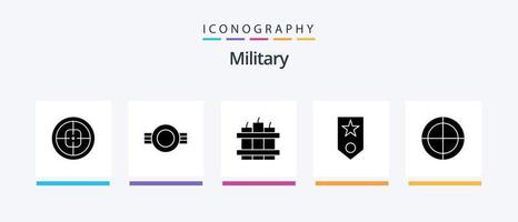 pack d'icônes de glyphe militaire 5 comprenant une étoile. un. plaine. militaire. minuteur. conception d'icônes créatives vecteur