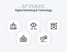 pack d'icônes de ligne de marketing numérique et de technologie 5 conception d'icônes. commercialisation. ordinateur. nouvelles. plateforme. commercialisation vecteur