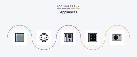 ligne d'appareils remplis de pack d'icônes plat 5, y compris l'extérieur. air. temps. poêle. gaz vecteur