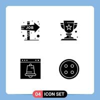 ensemble de 4 symboles d'icônes d'interface utilisateur modernes signes pour la page de gagnant d'opportunité de navigateur de carrière éléments de conception vectoriels modifiables vecteur