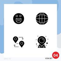 4 glyphes solides vectoriels thématiques et symboles modifiables d'emojis carte de localisation d'entreprise de voyage éléments de conception vectoriels modifiables vecteur