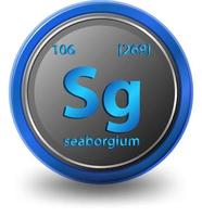 élément chimique seaborgium. symbole chimique avec numéro atomique et masse atomique. vecteur