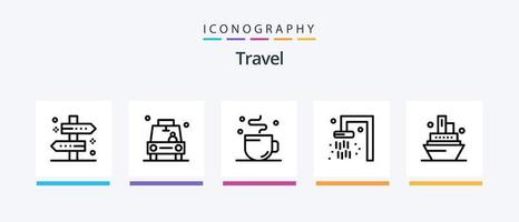 pack d'icônes de la ligne de voyage 5 comprenant. voyage. feu de circulation. signe de l'hôtel. ensoleillé. conception d'icônes créatives vecteur