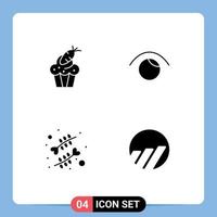 ensemble de 4 symboles d'icônes d'interface utilisateur modernes signes pour gâteau fleur vue de pâques amour éléments de conception vectoriels modifiables vecteur