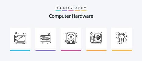 pack d'icônes ligne 5 de matériel informatique, y compris le matériel. ordinateur. électronique. télécommande. pavé de commande. conception d'icônes créatives vecteur