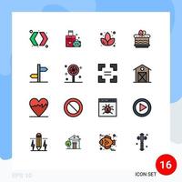 interface mobile ligne remplie de couleurs plates ensemble de 16 pictogrammes d'éléments de conception vectoriels créatifs modifiables d'oeuf de lotus de direction de conseil vecteur