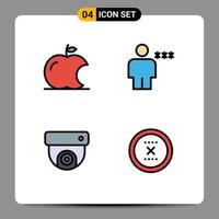 groupe de 4 couleurs plates modernes remplies pour apple cctv avatar humain annuler des éléments de conception vectoriels modifiables vecteur