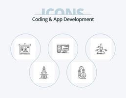 pack d'icônes de ligne de codage et de développement d'applications 5 conception d'icônes. application. service. doc. entretien. application vecteur