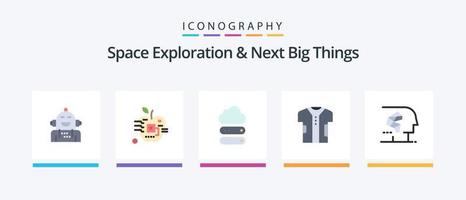 exploration de l'espace et pack d'icônes plat 5 prochaines grandes choses, y compris électronique. vêtements. numérique. chiffon. données. conception d'icônes créatives vecteur