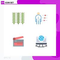 pack d'icônes vectorielles de stock de 4 signes et symboles de ligne pour les éléments de conception vectorielle modifiables de clap de travail de blé d'action de céréales vecteur