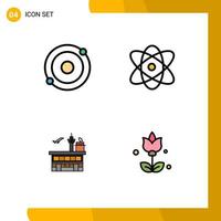 ensemble de 4 symboles d'icônes d'interface utilisateur modernes signes pour l'expédition d'atome atom science transport éléments de conception vectoriels modifiables vecteur