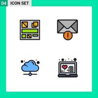 pack d'icônes vectorielles stock de 4 signes et symboles de ligne pour la conception d'éléments de conception vectoriels modifiables médicaux en nuage d'alerte en ligne vecteur