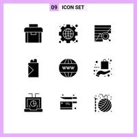 ensemble de 9 symboles d'icônes d'interface utilisateur modernes signes pour les entreprises analyse de restauration rapide données de restauration rapide éléments de conception vectoriels modifiables vecteur