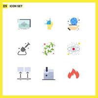 ensemble de 9 symboles d'icônes d'interface utilisateur modernes signes pour les éléments de conception vectoriels modifiables de gestion de pelle d'art d'outil de chaton vecteur