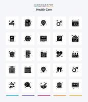 pack d'icônes noir solide de 25 glyphes de soins de santé créatifs tels que rendez-vous .. ambulance. symbole. femme vecteur