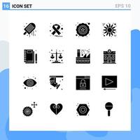 interface mobile glyphe solide ensemble de 16 pictogrammes d'écriture bloc-notes qualité bloc-notes thanksgiving éléments de conception vectoriels modifiables vecteur
