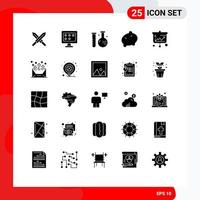 25 icônes créatives signes et symboles modernes d'éléments de conception vectoriels modifiables de nourriture végétale de remise en forme de projecteur bancaire vecteur