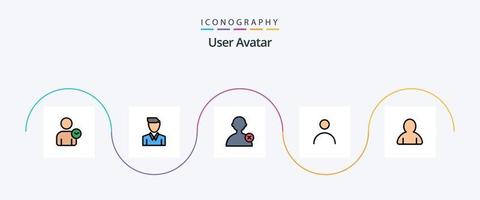 pack d'icônes plat rempli de 5 lignes d'utilisateurs, y compris l'avatar. utilisateur. profil. profil. personnel vecteur