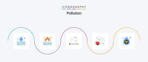 pack d'icônes plat 5 de pollution, y compris propre. ordures. fumée. environnement. déchets vecteur