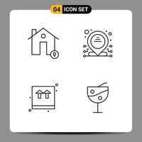 Pack de 4 lignes d'interface utilisateur de signes et symboles modernes de bâtiments site de commerce électronique dédié shopping éléments de conception vectoriels modifiables vecteur