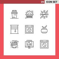 aperçu de l'interface mobile ensemble de 9 pictogrammes de rouleaux de navigateur marketing éléments de conception vectoriels modifiables de rideau intérieur vecteur