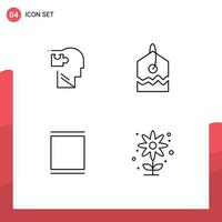 ligne d'interface mobile ensemble de 4 pictogrammes de puzzle instagram humain sur des éléments de conception vectoriels modifiables de la chronologie vecteur