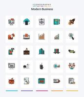 pack d'icônes remplies de 25 lignes d'affaires modernes créatives telles que le processus. diagramme. stockage en ligne. entreprise. sécurité vecteur