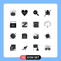 16 interface utilisateur pack de glyphes solides de signes et symboles modernes d'accessoires courses recherche course argent éléments de conception vectoriels modifiables vecteur