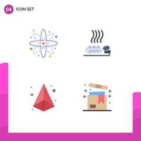 ensemble de 4 icônes plates vectorielles sur la grille pour l'impression de médicaments de soins au laser atom éléments de conception vectoriels modifiables vecteur