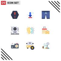 9 icônes créatives signes et symboles modernes de conception de processus sport cerveau hdd éléments de conception vectoriels modifiables vecteur